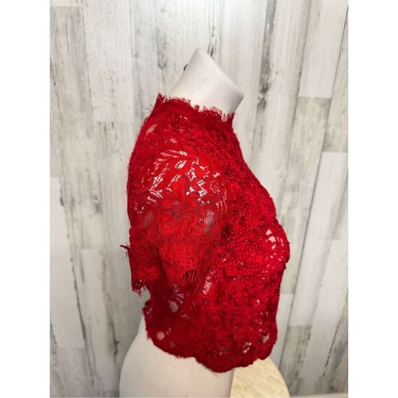 ZARA red blouse laced size medium - Picture 4 of 7